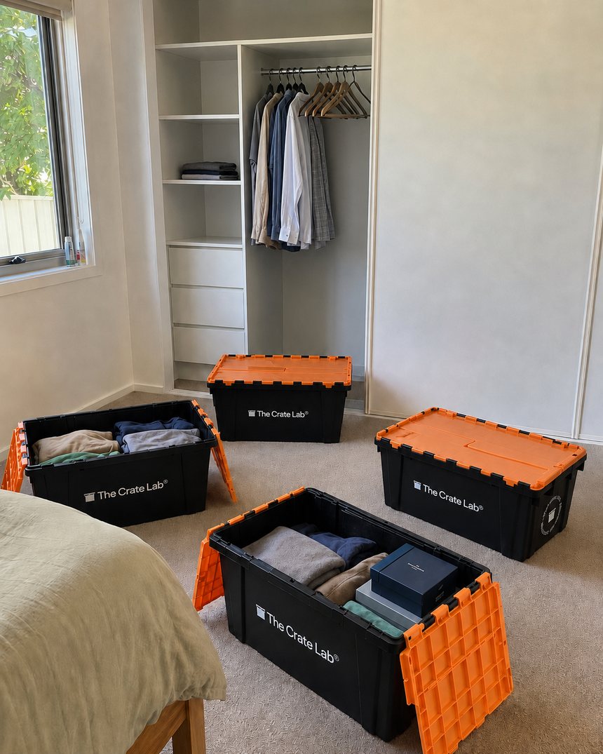 Clothes being packed into The Crate Lab crates